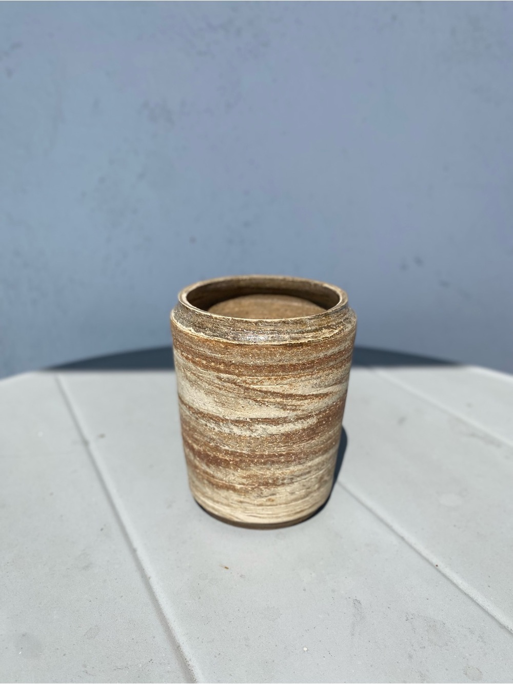 Handmade Earth-Tone Ceramic Vase Planter - Brown and Cream